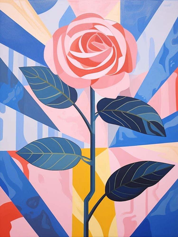 Rose 1 Hilma Af Klint Inspired Pastel Flower Painting