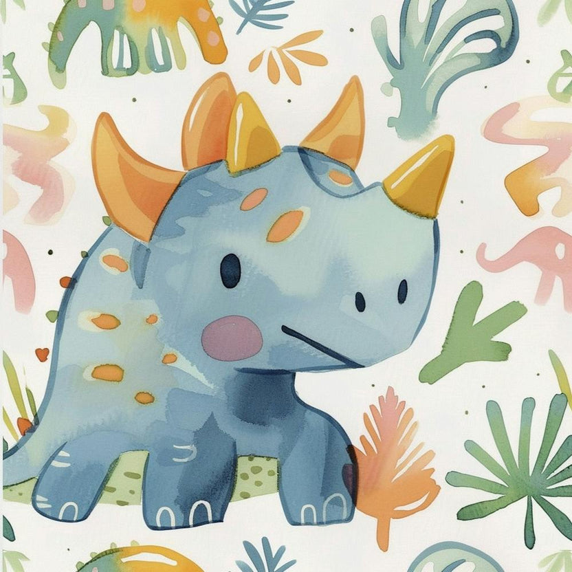 Cute Muted Pastels Triceratops Dinosaur 1