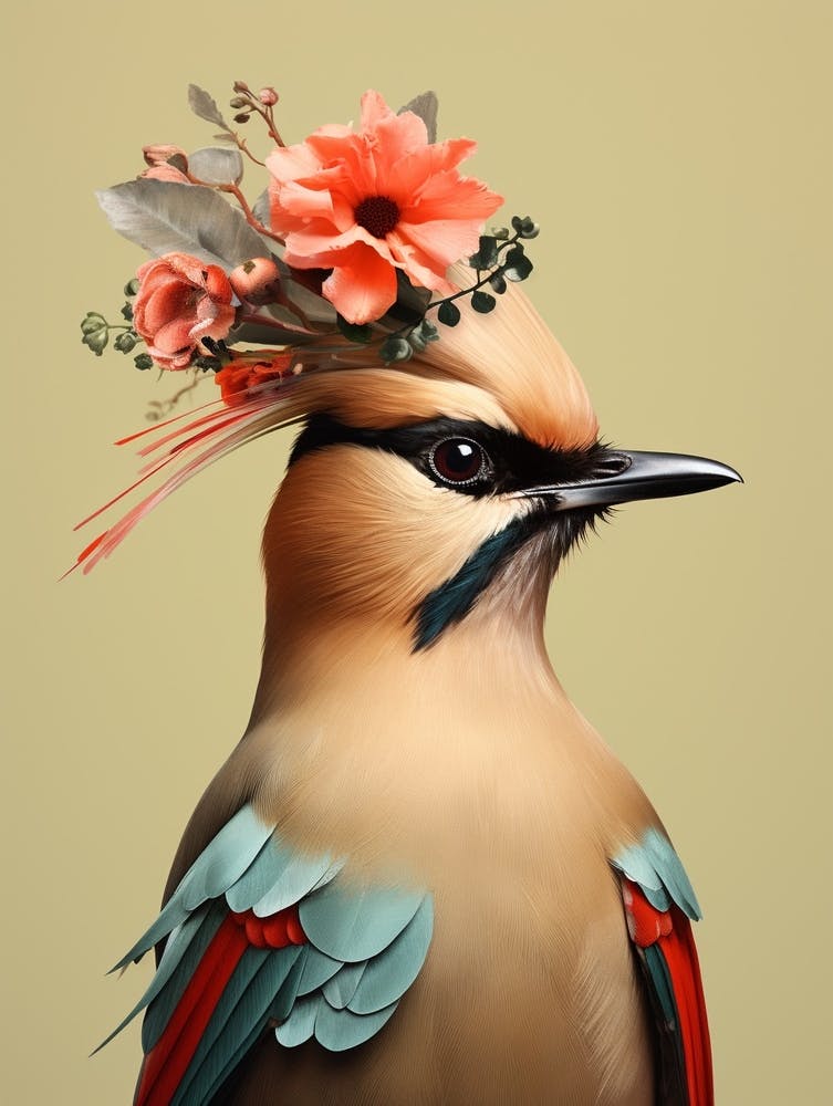 Bird With A Flower Crown Cedar Waxwing 3
