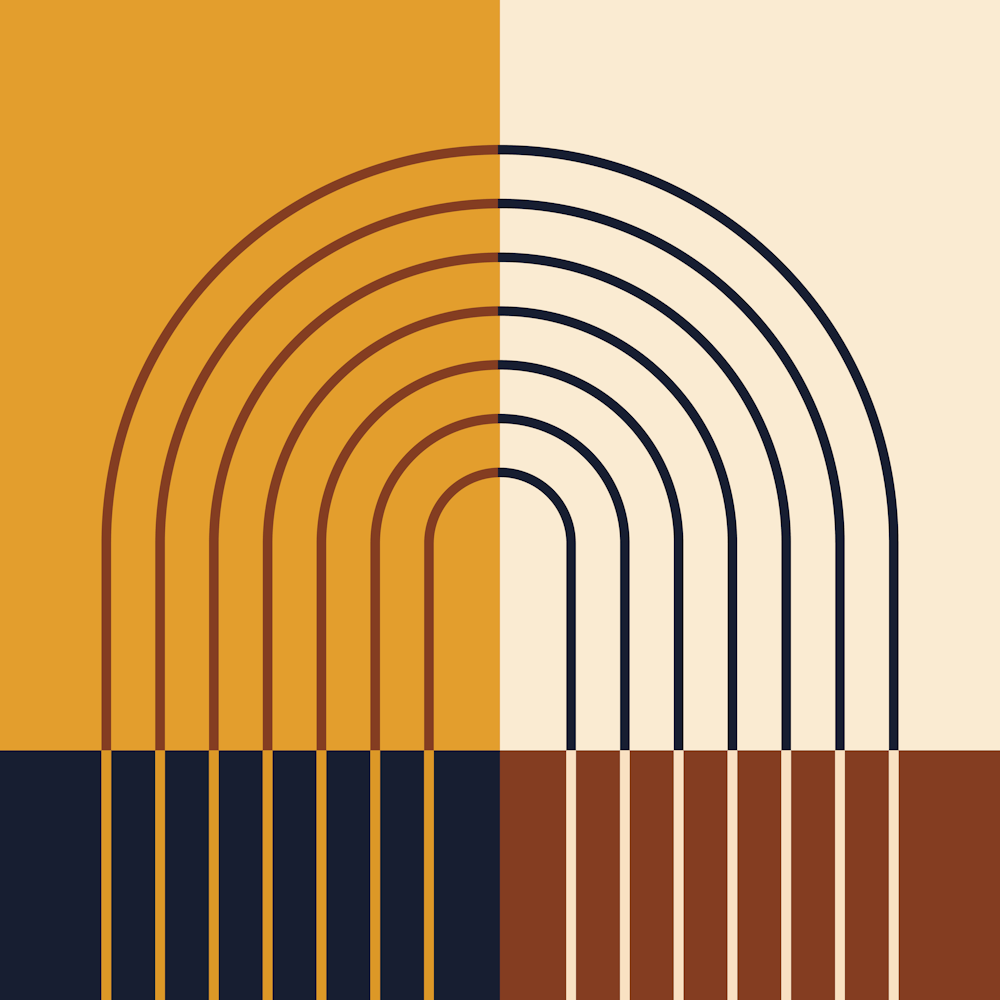 Regenbogen Farbblock Linie Modernes Mid-Century Abstrakt 7