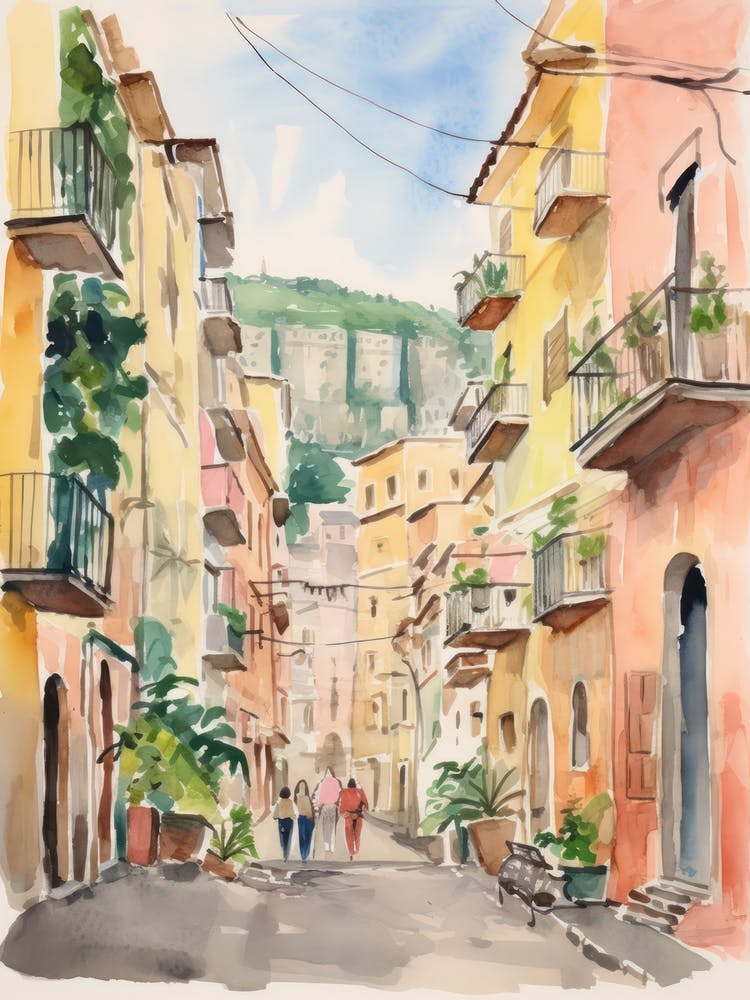 Naples, Italy Watercolour Streets 1