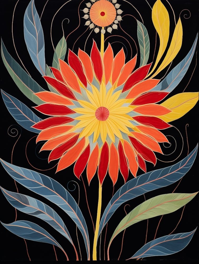 Gaillardia 4 Hilma Af Klint Inspired Flower Illustration