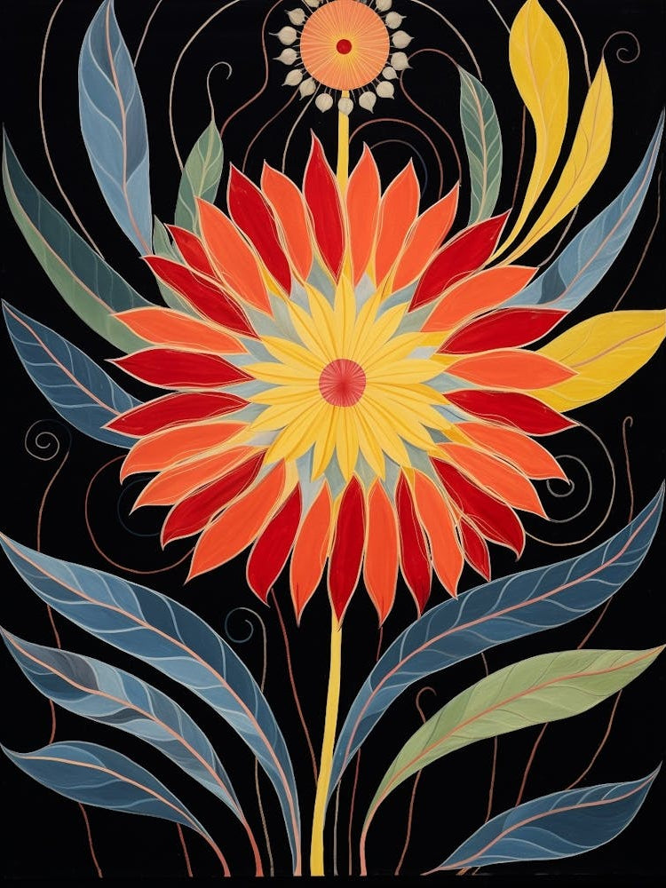 Gaillardia 4 Hilma Af Klint Inspired Flower Illustration