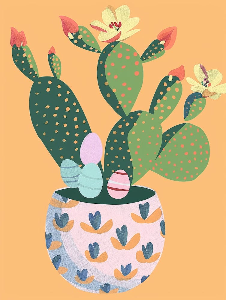 Easter Cactus Plant Minimalist Illustration 10