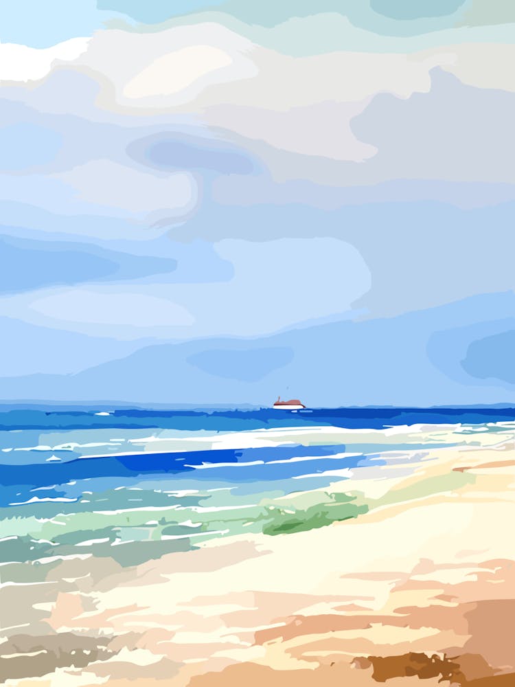 Galle Face Green Beach 2, Colombo, Sri Lanka Watercolour