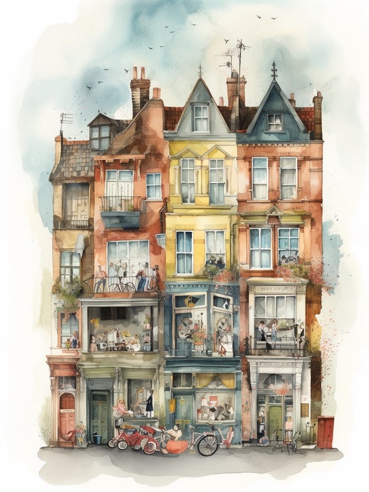 Stoke Newington London Neighborhood, Watercolour 2