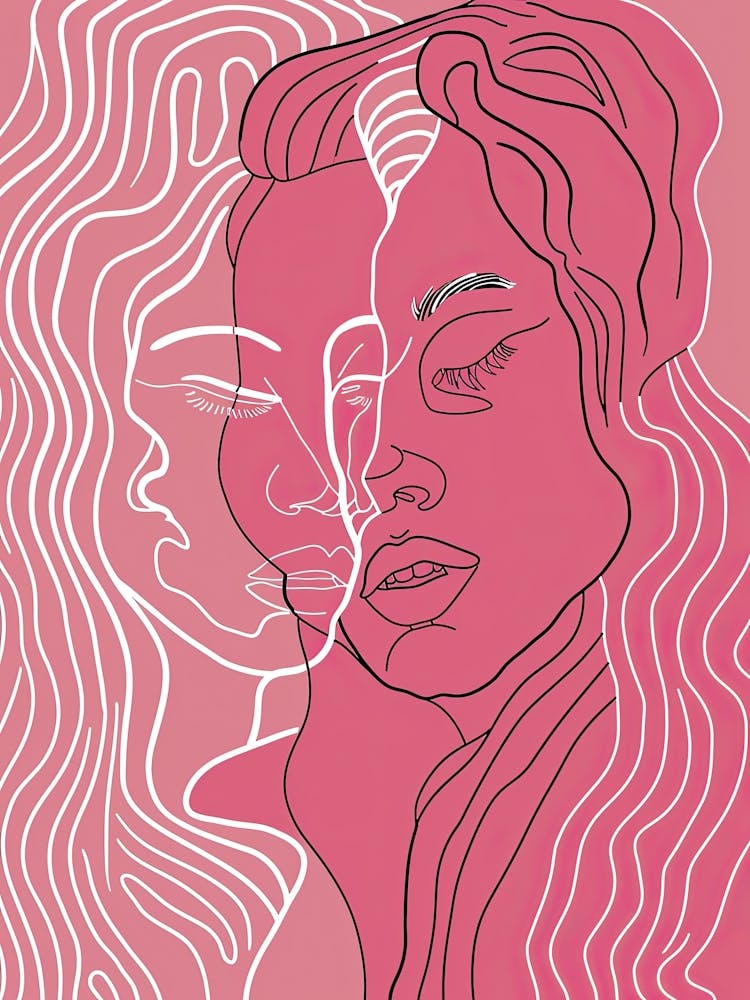 Simplicity Pink Lines Woman Abstract 2