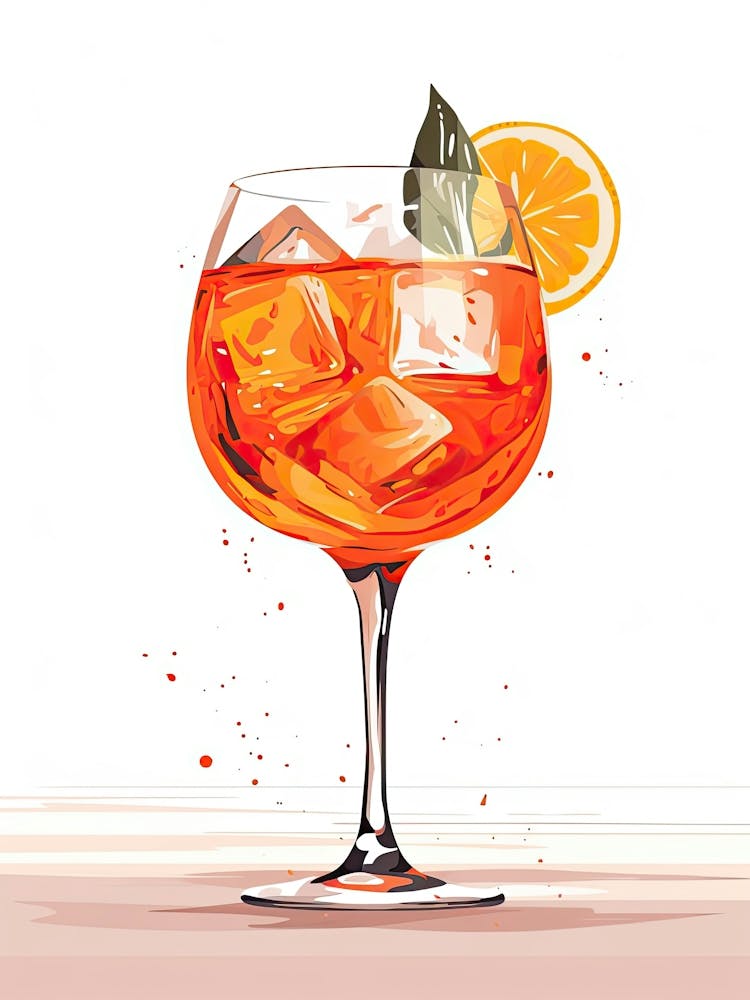 Watercolour Aperol Spritz Floral Infusion Cocktail 7