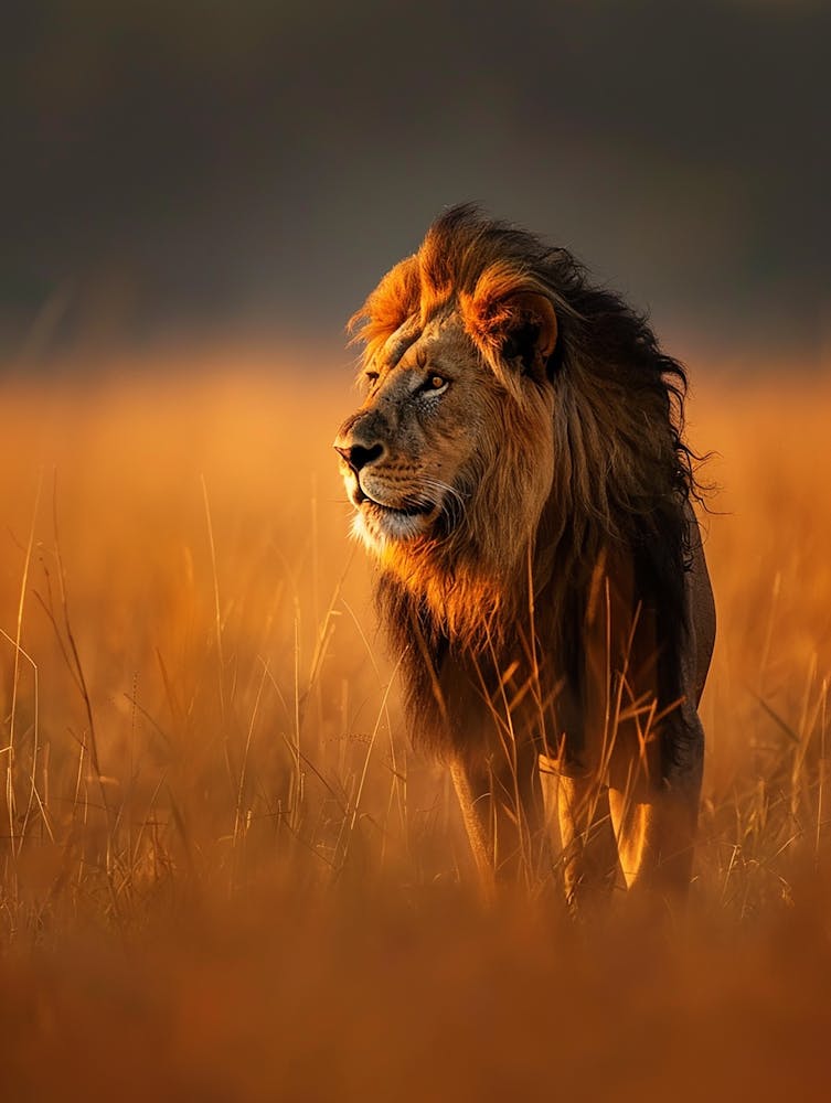 Lion Dans L'Herbe 1