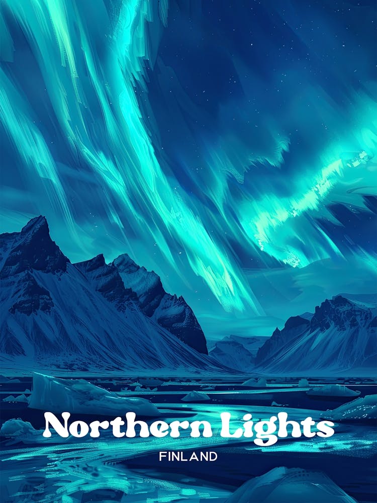 Nordlichter Finnland – Tanzende Lichter Kunstillustration