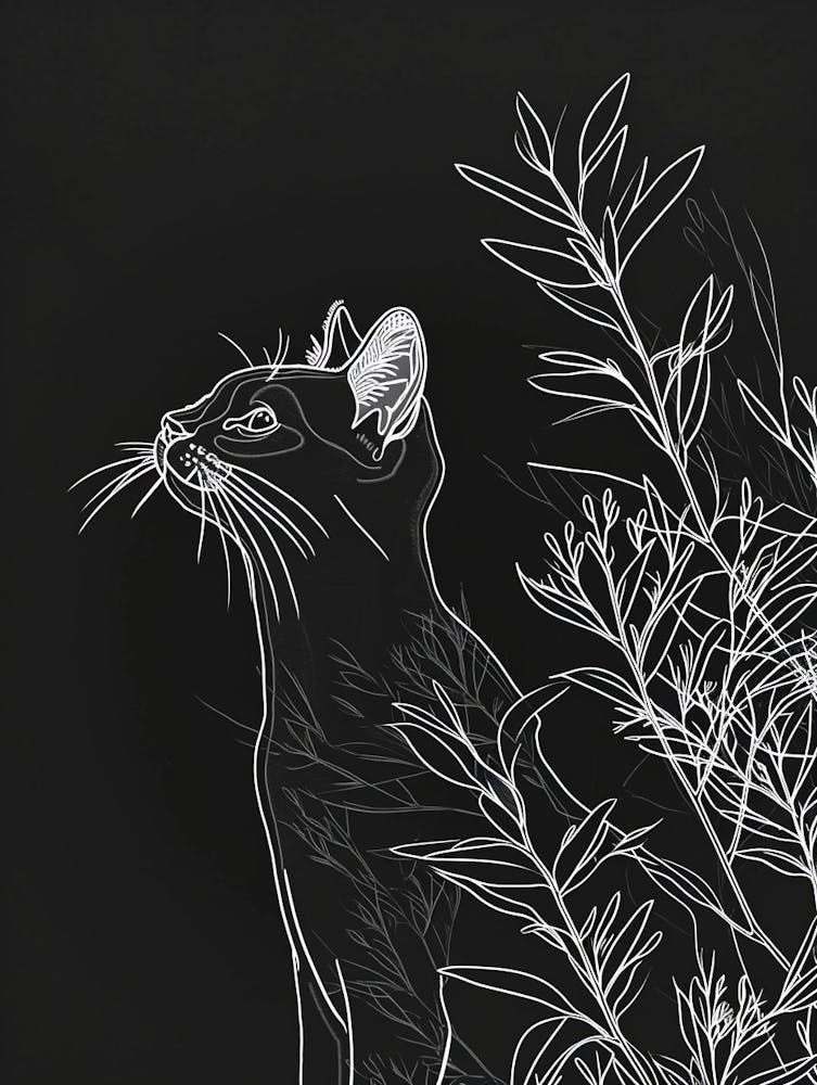 Chausie Cat Minimalist Illustration 3