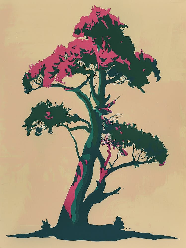 Yew Tree Colourful Illustration 2