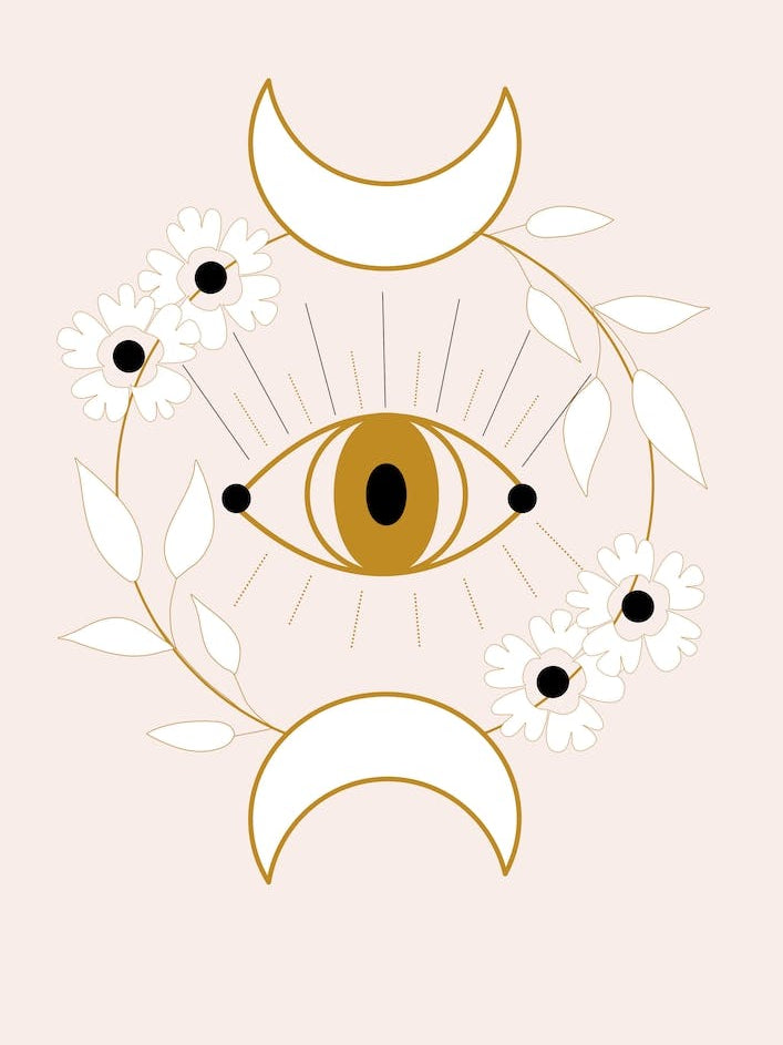 Eye Moon An Flowers