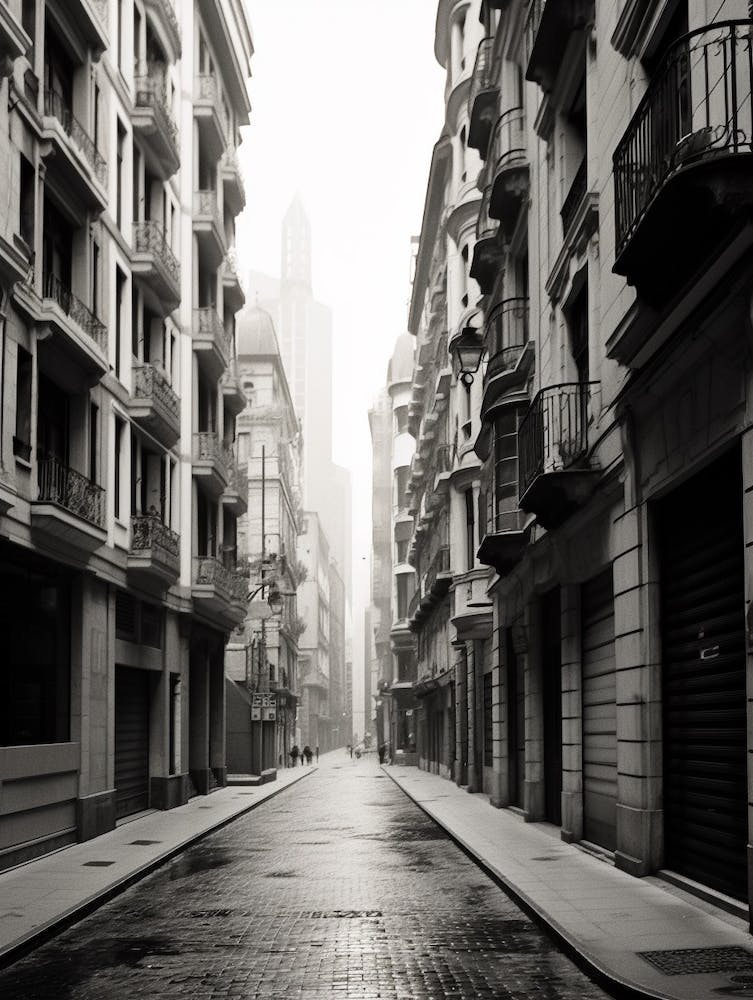 Bilbao, Spain, Black And White Old Photo 4