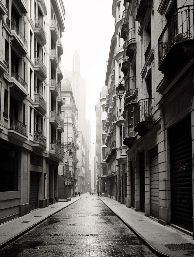 Bilbao, Spain, Black And White Old Photo 4