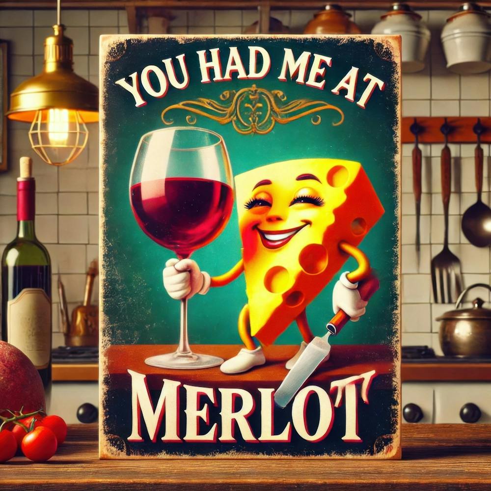 You Had Me at Merlot. Kitschy Kitchen Art Series