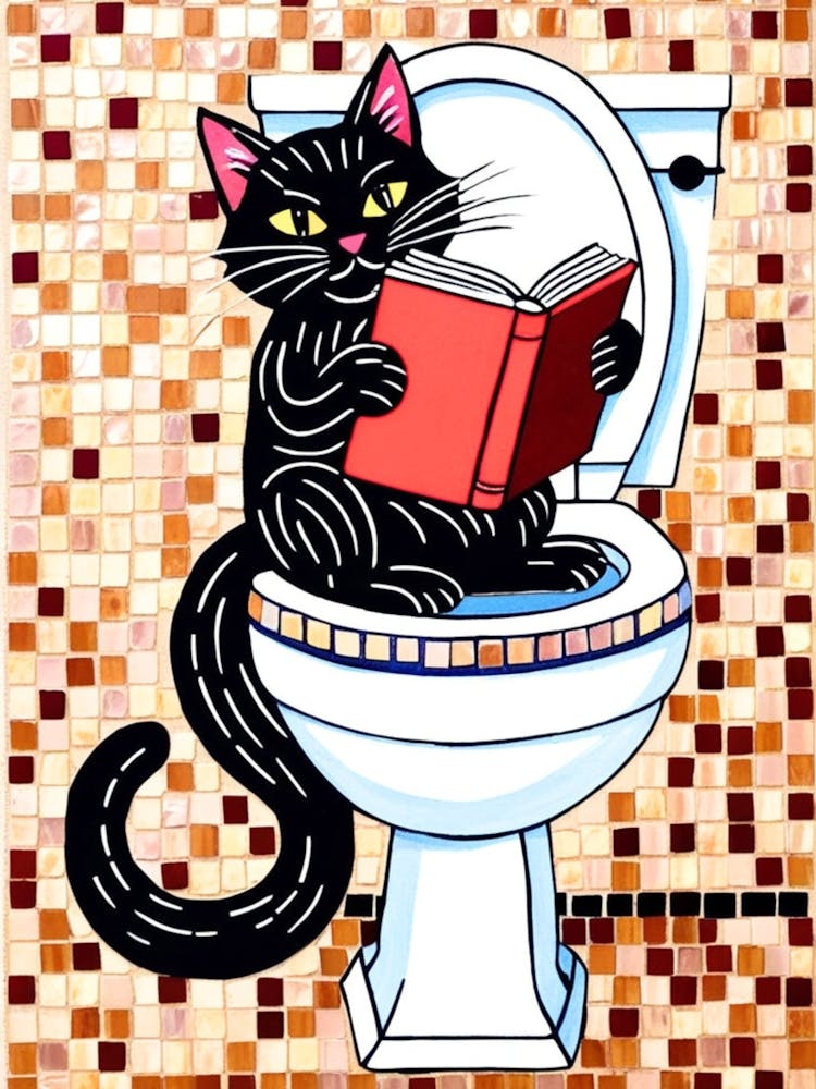 Black Cat Reading A Book 3