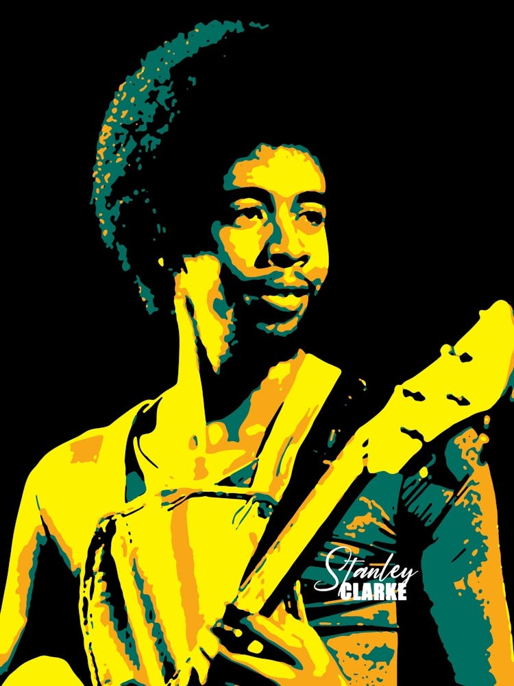 Stanley Clarke AmericanBassist in Pop Art Illustration