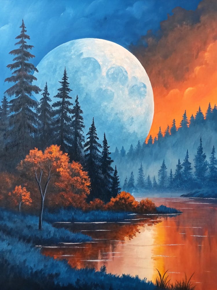 Full Moon Over Lake