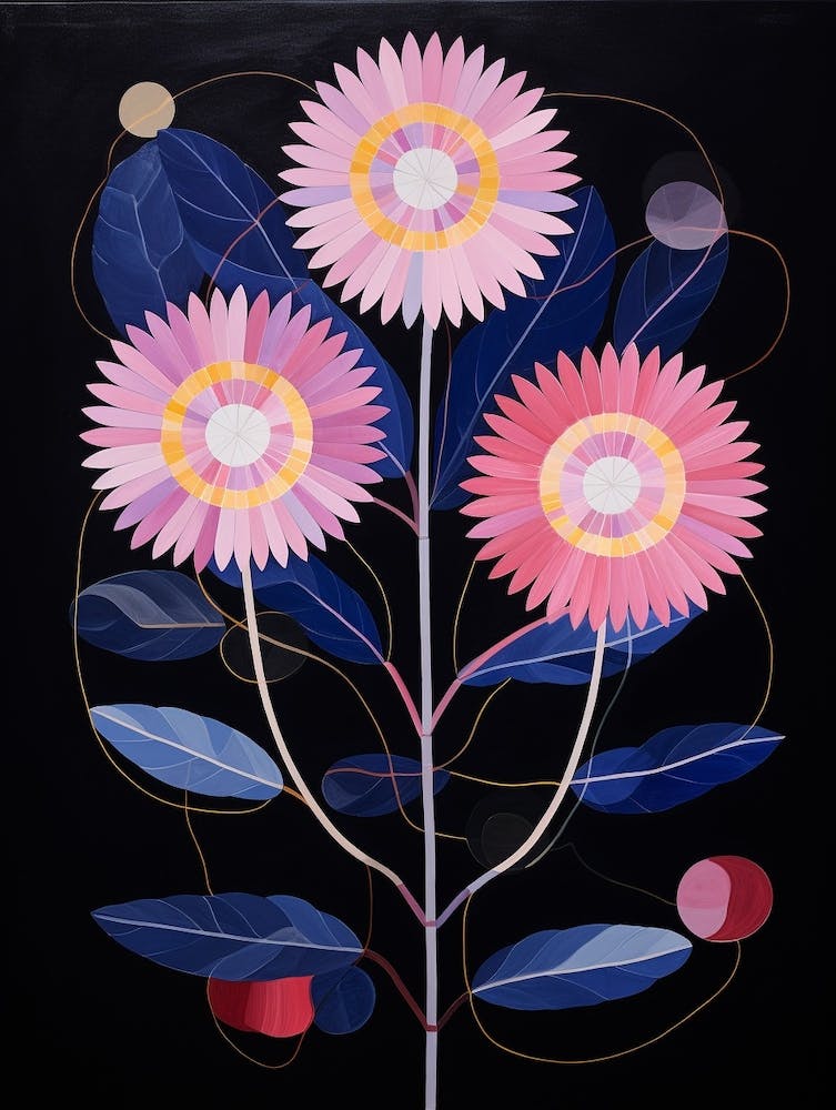Asters 8 Hilma Af Klint Inspired Flower Illustration
