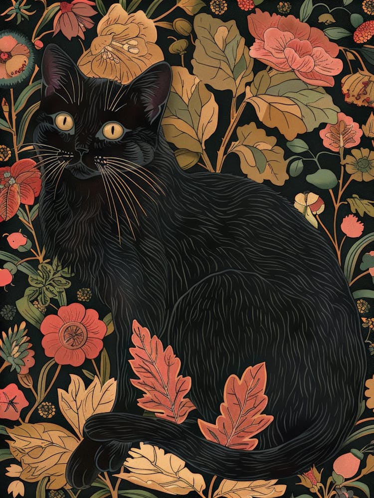 Black Cat In Autumn