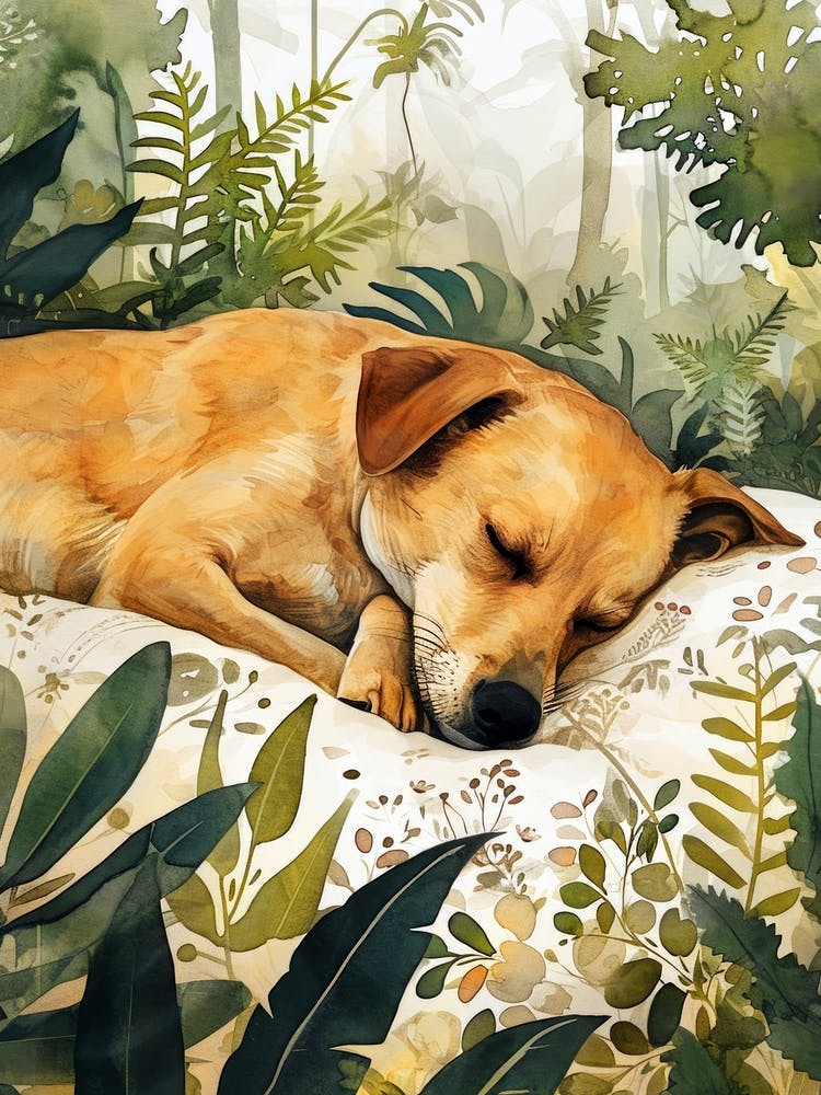 Dog Sleeping In The Jungle animal Dog's life