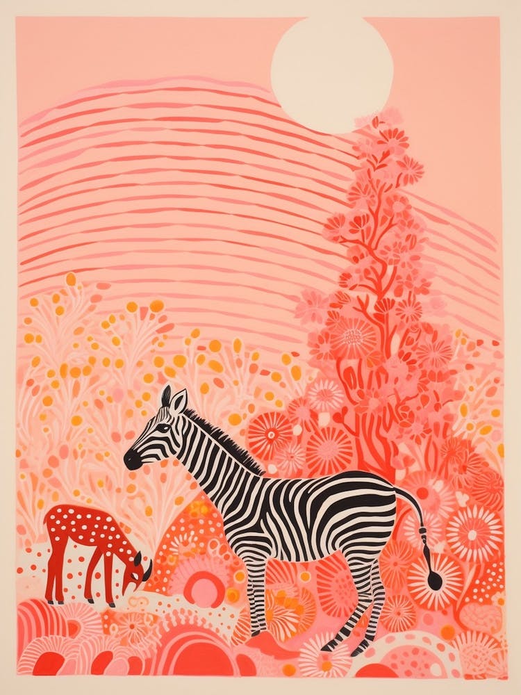 Zebra In The Wild With Other Animals