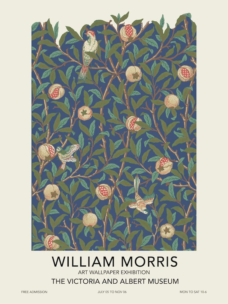 Bird And Pomegranate Exhibition Poster, William Morris