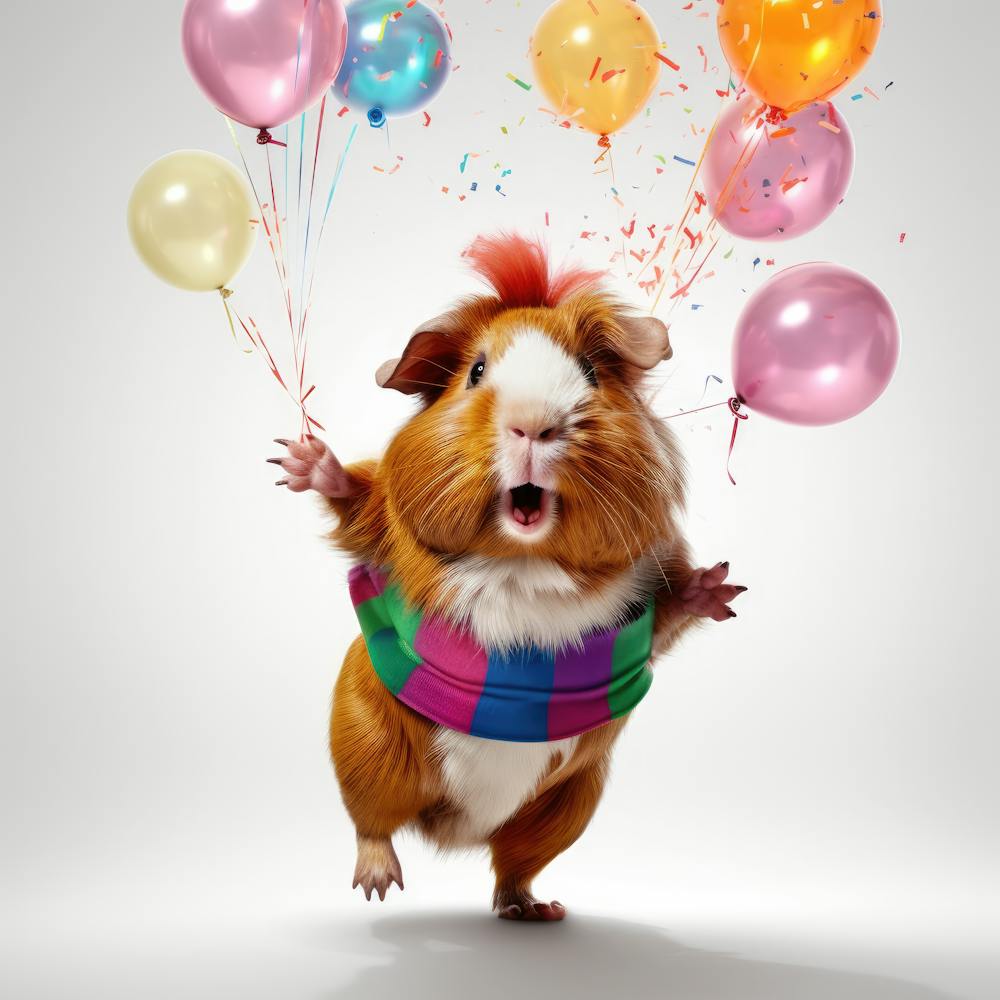 Guinea Pig With Balloons