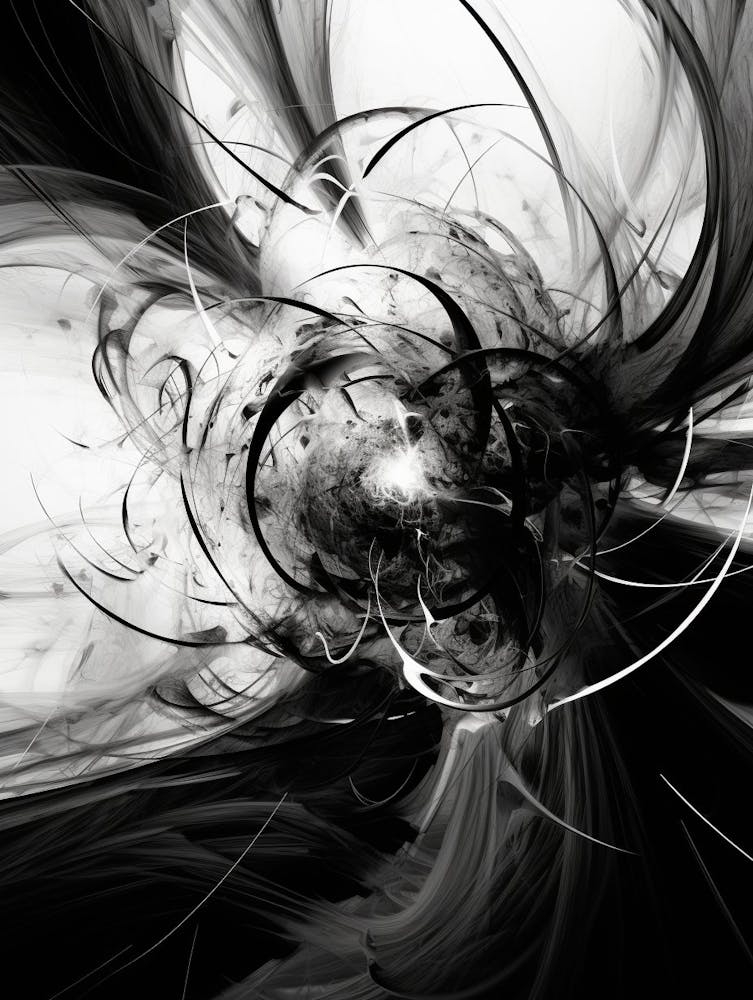 Quantum Entanglement Abstract Black And White 1