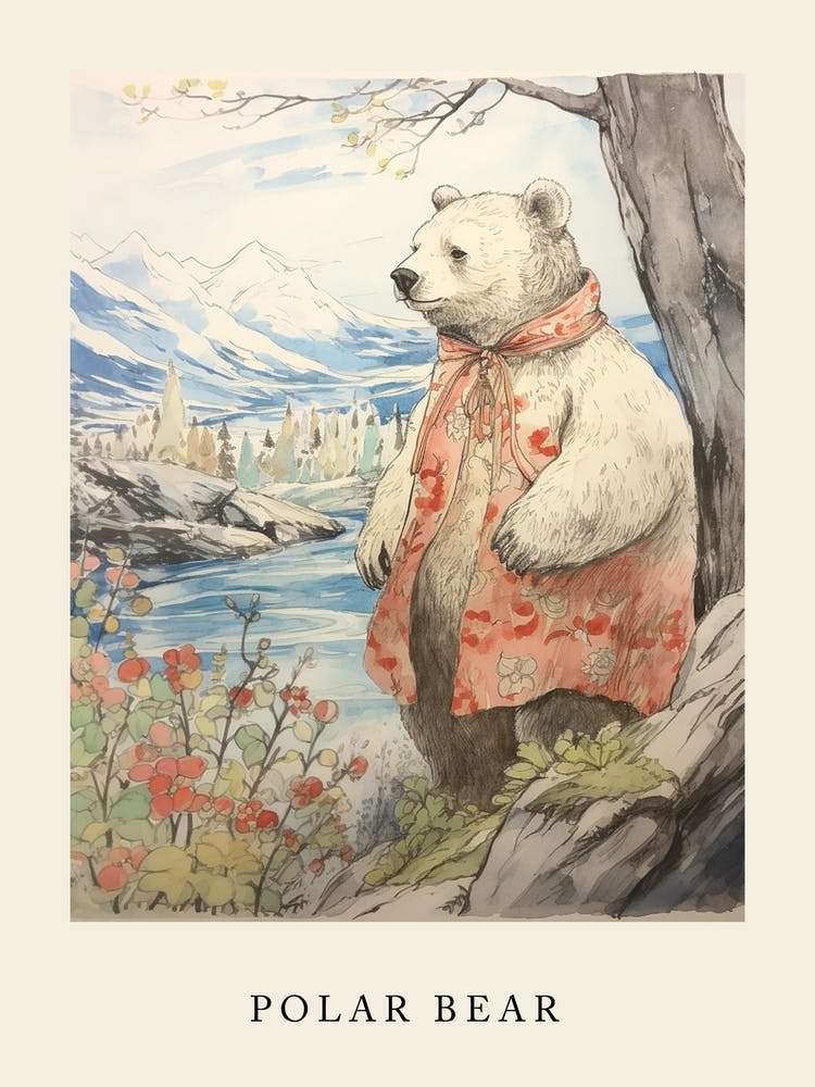 Beatrix Potter Inspired  Animal Watercolour Polar Bear 1