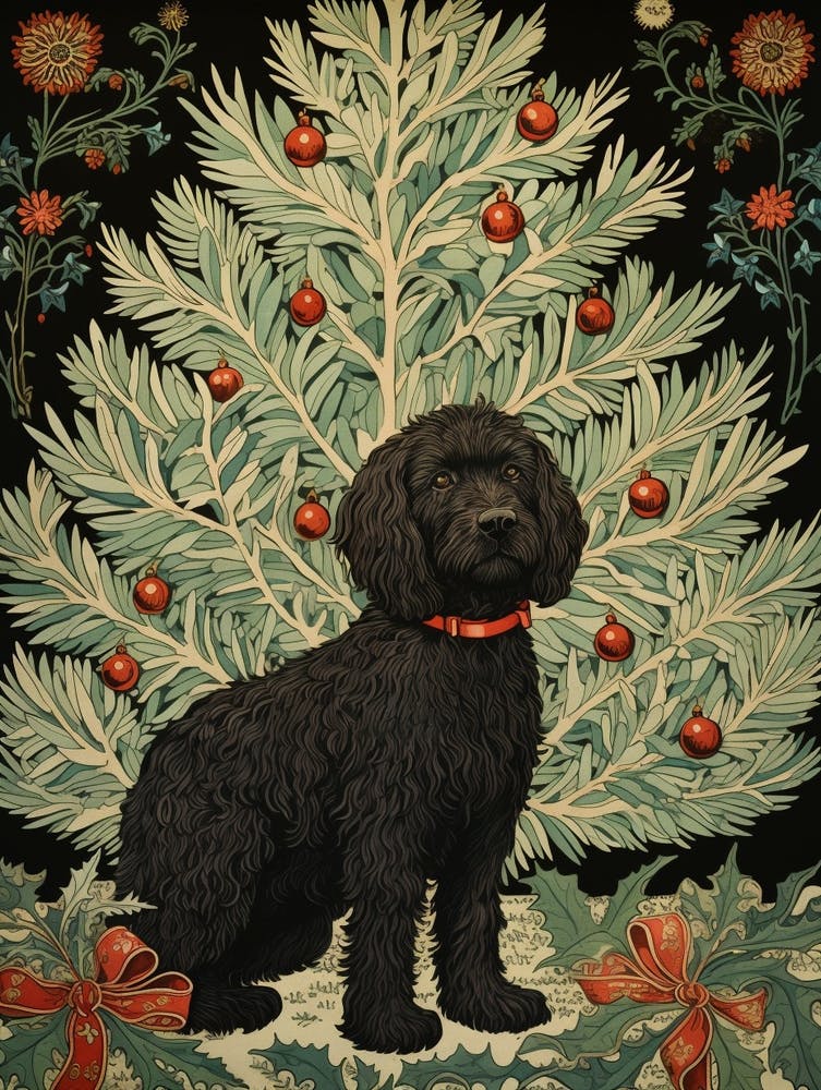 William Morris Style Christmas Dog 4