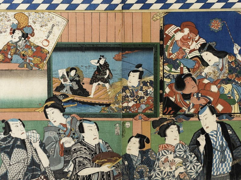 Actors Viewing Votive Pictures Of Themselves By Utagawa Kunisada