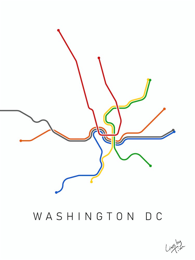 Washington DC Metro Lines Color