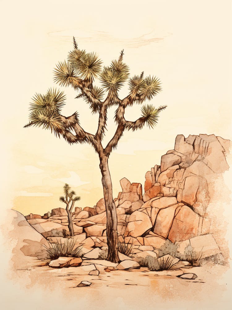  Minimalist Joshua Tree At Dawn In Desert Line Art 2