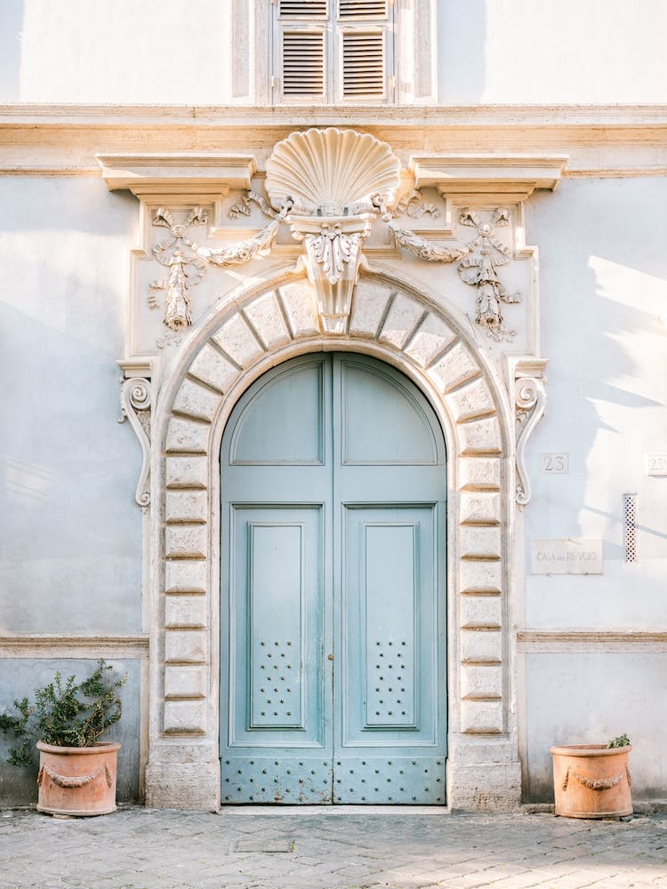 Baby Blue Trastevere Door In Rome