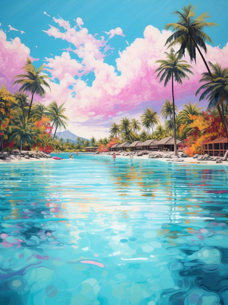 An Oil Painting Of Bora Bora, French Polynesia 6