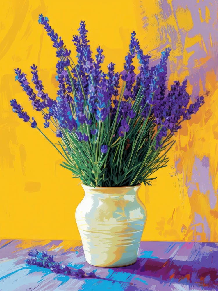 Lavender Flowers On A Table   Contemporary Illustration 1