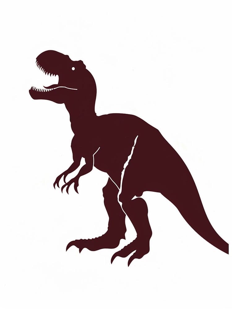 Maroon Dinosaur Silhouette 4