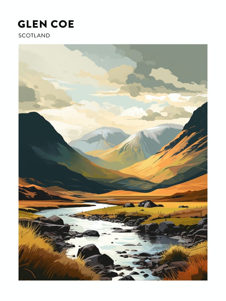 Glen Coe Scotland 2 Hiking Trail Landscape Poster