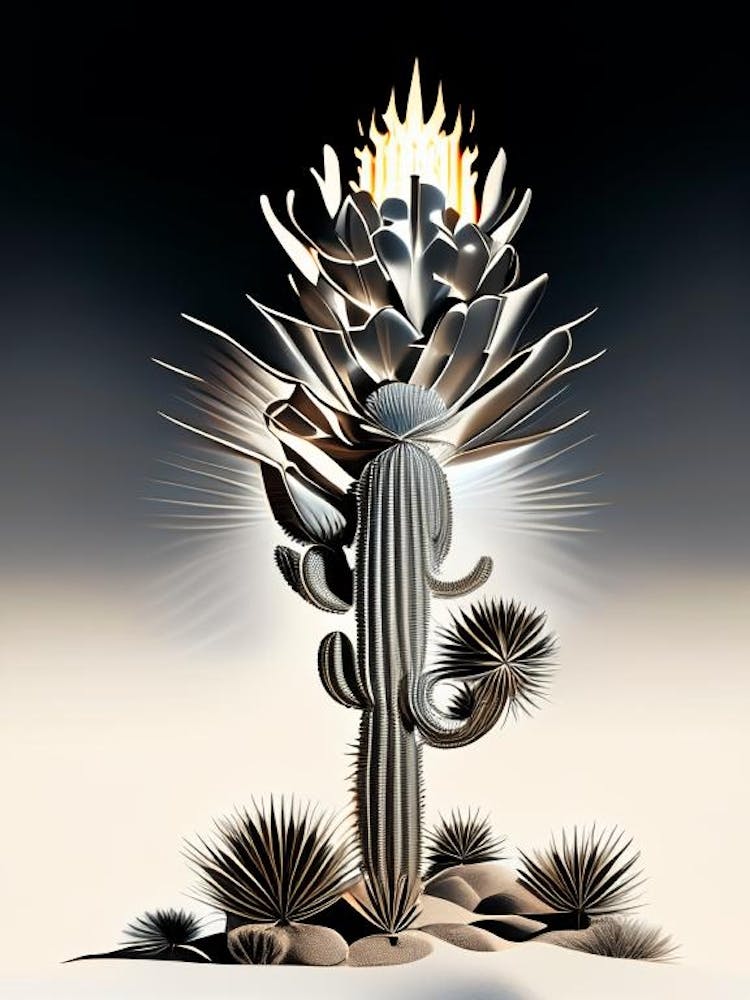 Silver Torch Joshua Tree Vintage Botanical Line Drawing  (7)