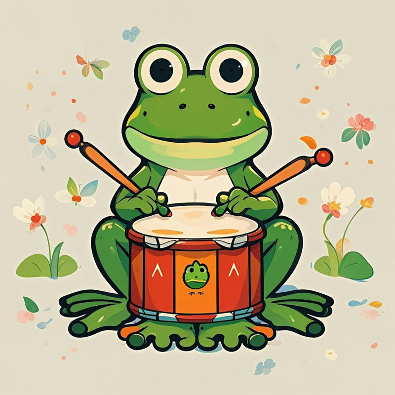 Frosch Spielt Schlagzeug 1
