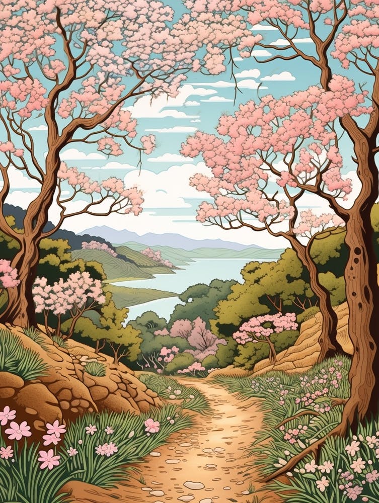 Queen Charlotte Track New Zealand 1 Hike Illustration