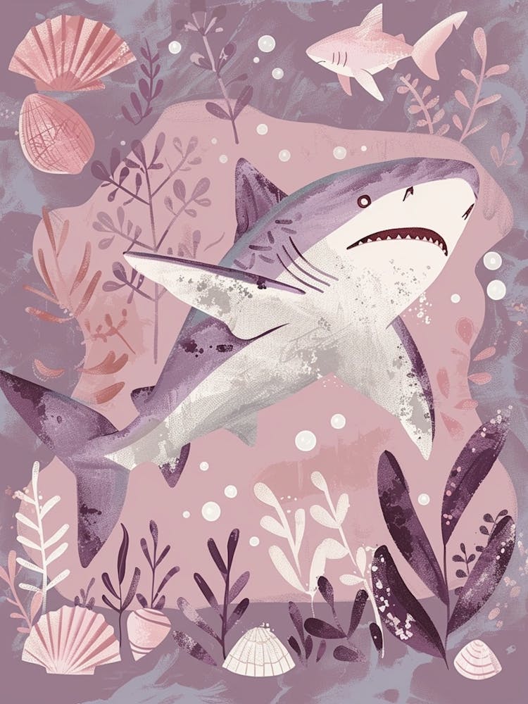 Purple Lemon Shark Illustration 1