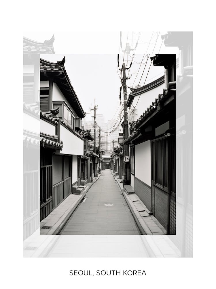 Poster Of Seoul, South Korea, Black And White Old Photo 1