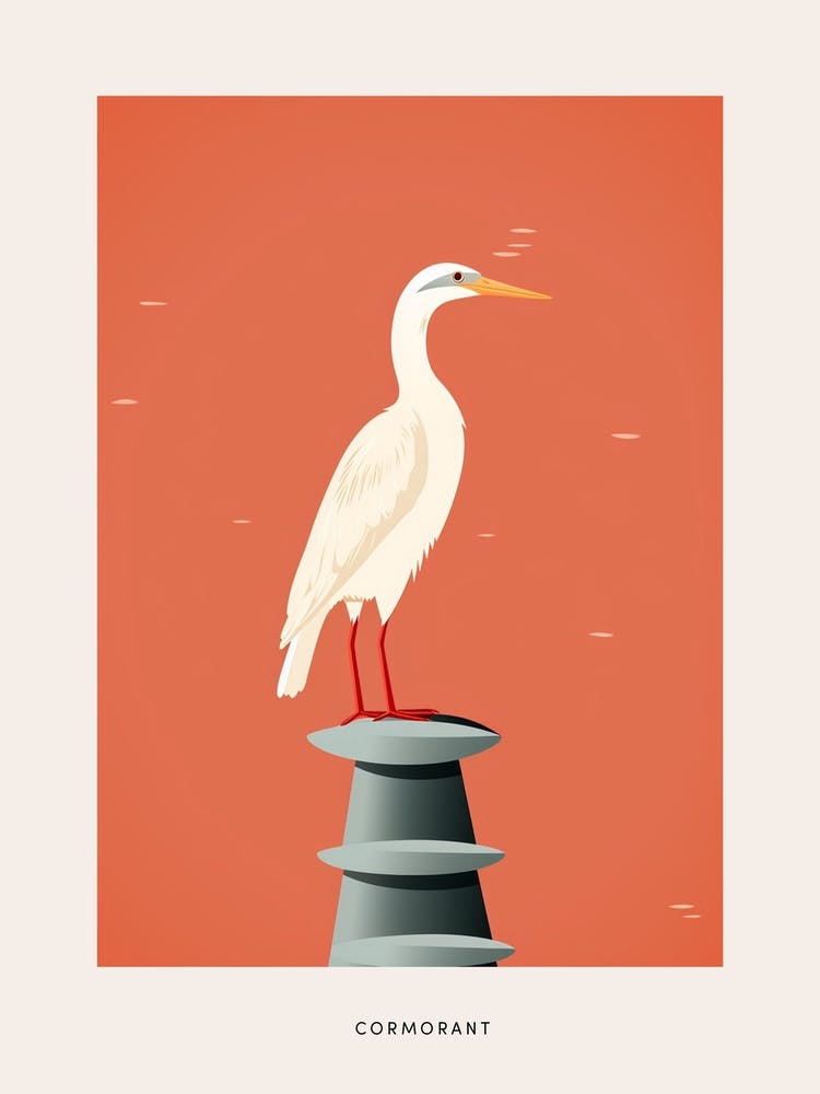 Minimalist Cormorant 3 Bird Poster