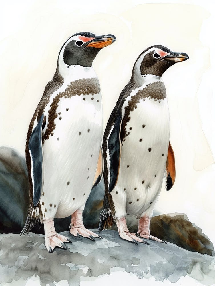 Humboldt Penguin Zavodovski Island Watercolour Painting 3
