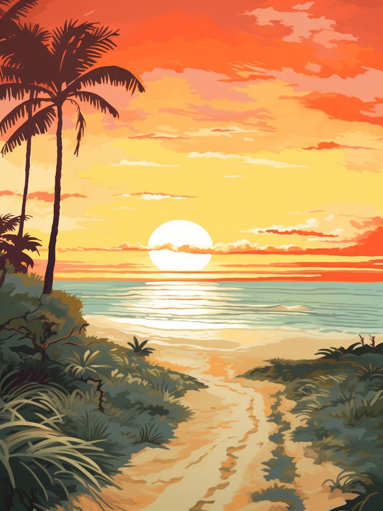 Cable Beach Print Golden Tones 3