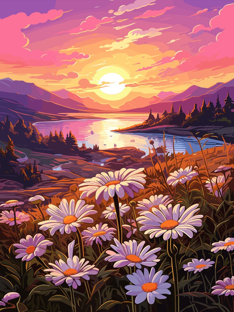 Daisy Wildflower With Sunset 4