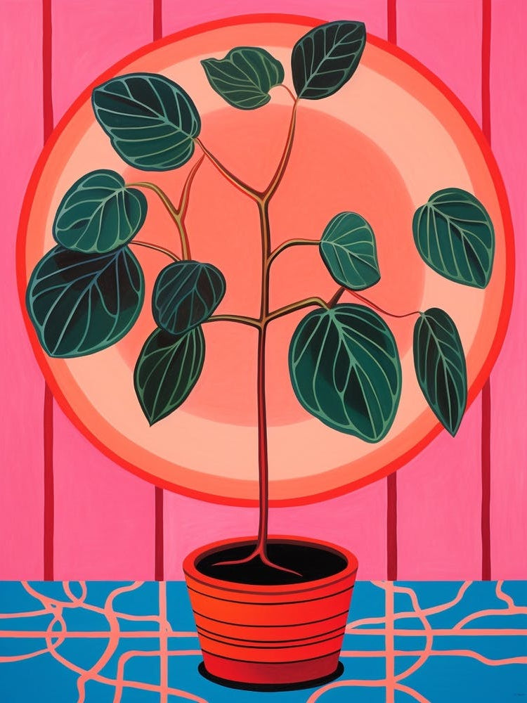 Pink And Red Plant Illustration Rubber Plant Ficus 2